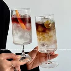 Nicho ins Retro gelo americano Latte xícara de café padrão Vertical taça suco vidro bolha copo água Cocktail vidro