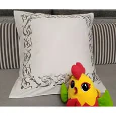 Fronha bordada estilo europeu, sofá, quarto, capa de almofada 65 x 65 branco cinza claro