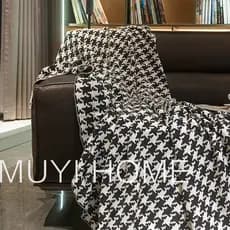Influencer Extra Grande Algodão Puro Preto Branco Houndstooth Cobertor Cobertor de Malha Xale Cobertor B & B Cobertor de