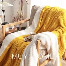 Outono inverno amarelo engrossado Chenille cobertor sala de estar sofá cobertor quarto cama cobertor escritório