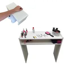 Mesinha Manicure P/ Salão + Apoio De Punho/mão Confortável Branco