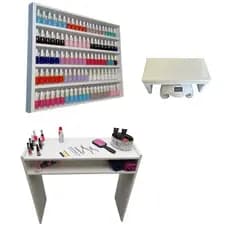Mesa Para Manicure + Nicho Para Esmaltes + Apoio De Punho Branco
