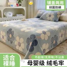Leite Coral velo folha de cama única peça 2025 novo estilo outono inverno mais cobertor lã dormitório estudante único co