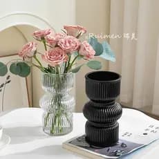 Ins estilo nicho Medieval vaso de vidro preto plantas hidropônicas flores sala estar mesa jantar decoração vaso decoraçã