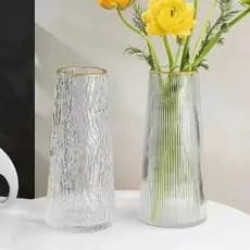 Cone barril vaso de vidro decoração sala estar arranjo flor transparente criação água fortuna bambu dedicado ins estilo