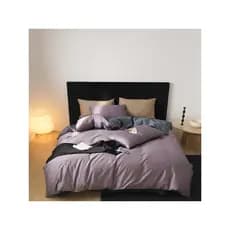 Primavera verão 50 contagens de algodão de fio duplo longo algodão cetim cor combinando conjunto de cama de quatro peças