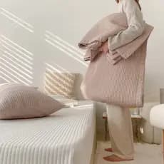 Ins exportado para a Coreia Simples Cor Sólida Puro Algodão Acolchoado Kit de Capa de Cama Multifuncional Colcha de Verã
