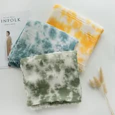 Lenço Tie-Dye de algodão puro feminino novo espinha de peixe Diagonal misturado protetor solar de viagem dupla utilizaçã
