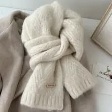 Lã misturada cor sólida cachecol de malha feminino inverno novo estilo estudante High-End casal lã Alpa