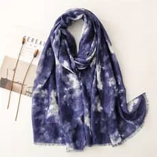 Novo estilo estilo étnico Yunnan Tie-Dye efeito azul branco porcelana algodão linho sentir cachecol Mori estilo feminino