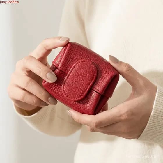JUNYUE Bolsa De Moedas Com Padrão De Lichia , Mini Carteira Multifuncional Macia De Couro , Armazenamento De Fone De Ouv