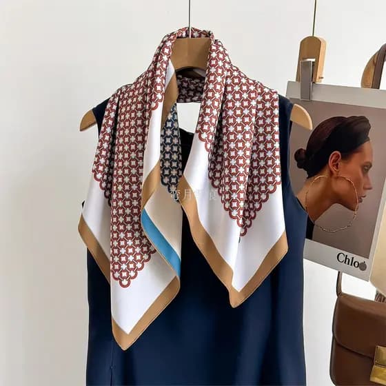 Novo estilo dupla face cor diferente impresso pequeno lenço quadrado elegante Commuter acessórios lenço de seda textura