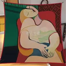 Sarja 90 Lenço Quadrado Grande Luz Literária Luxo Pintura a Óleo Xale Proteção de Pescoço Lenço de Pintura Famosa Femini