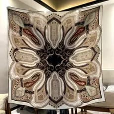 2026 luz luxo dupla face lã de seda grande lenço quadrado feminino High-End xale Paisley arte clássica pescoço proteção