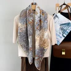Primavera outono inverno Fubao floresta tropical lã de seda grande xale High-End luz luxo lã de seda dupla face heterocr
