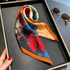 Primavera verão estilo fino impresso seda pequeno lenço quadrado feminino estilo chinês moda All-Match lenço de seda amo