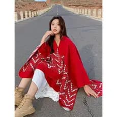 Yunnnan Lijiang estilo étnico viagem xale feminino primavera outono novo estilo exterior manto borla dupla face cachecol