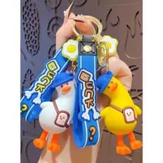 Criativo pato torto chaveiro saco pingente bonito casal carro chaveiro boneca pingente pequeno presente pingente