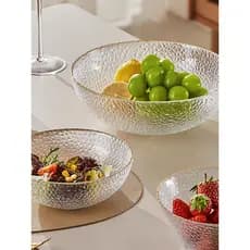 Prato de frutas de cristal doméstico sala de estar mesa de café luz luxo high-end lanches salada tigela vidro high-end l
