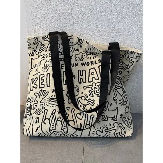 Estilo coreano novo estilo bolsa de lona feminina estudantes universitários classe um ombro portátil saco de escola gran