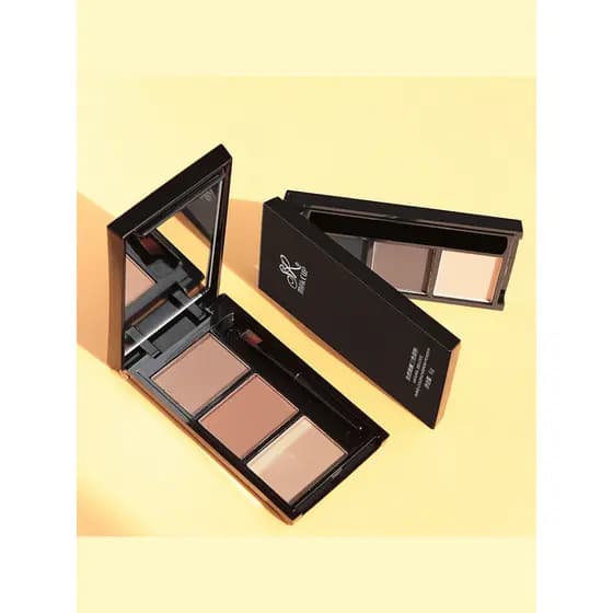< Pó de sobrancelha A1pq808-Natural delicado três cores combinando creme de sobrancelha em pó com pincel contorno de olh