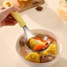 Colher de sopa de aço inoxidável de qualidade alimentar coreana alça de Silicone colher de sopa grande doméstica colher