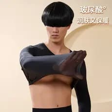 Preto Ultra-fino aquecimento roupa interior térmica ácido hialurônico masculino pele embelezamento Base da pele máscara