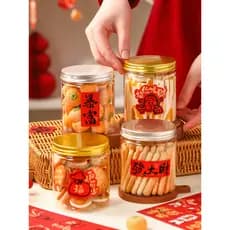 Balde de biscoito caixa de embalagem transparente jar biscoito floco de neve lanches crocantes Cranberry doces porca sel