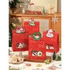 Caixa de embalagem de natal saco de presente biscoito pequeno presente biscoito cozimento floco de neve crocante caramel
