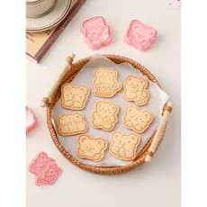 Molde de biscoito de urso fofo, forma de desenho animado, biscoito tridimensional doméstico, impressão diy, prensa de ge