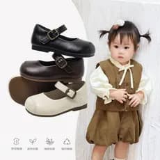 Meninas pequenos sapatos de couro preto moda único sapatos palco 2026 primavera novo estilo crianças bebê sola macia est