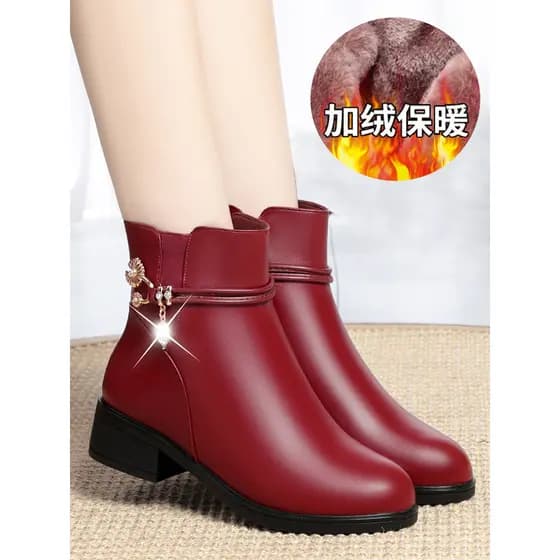 Sapatos mãe botas curtas femininas de couro genuíno sola macia primavera outono botas únicas botas femininas de meia-ida