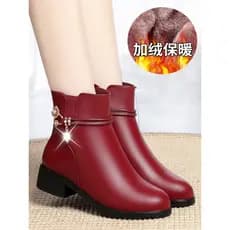 Sapatos mãe botas curtas femininas de couro genuíno sola macia primavera outono botas únicas botas femininas de meia-ida