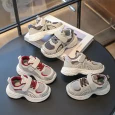 2025 outono novo estilo sapatos infantis sapatos esportivos do bebê meninos pai sapatos meninas respirável malha sapatos