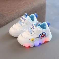 Outono novo estilo crianças iluminação tênis meninos sapatos de couro All-Match Casual sapatos brancos 1-3 anos de idade
