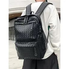 Francês MKPREF mochila masculina rua tecelagem grande capacidade mochila All-Match Casual estudante saco de escola saco