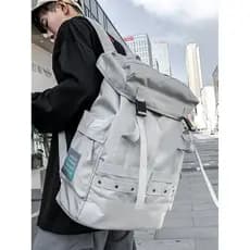 Mochila francesa MKPREF masculina, estudante universitário, estilo Hong Kong, roupa de rua, estilo masculino, grande cap