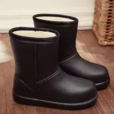 Botas de neve impermeáveis com adição de lã, mantendo o calor, cano médio, algodão, EVA, botas de chuva, lavanderia, lav