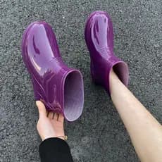 Botas de chuva simples feminino adulto tubo curto antiderrapante sapatos impermeáveis trabalho ao ar livre lazer botas d