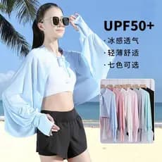 2025 novo estilo de seda gelo protetor solar roupas femininas verão beira-mar praia estilo fino All-Match pára-sol Anti-