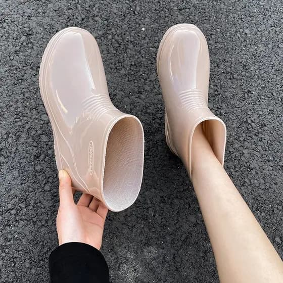 Botas de chuva femininas tubo curto primavera outono botas de água tubo baixo cozinha antiderrapante sola grossa lavar l