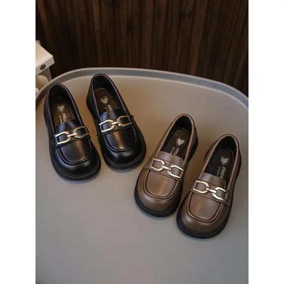 Primavera outono novo estilo sapatos de couro para meninos estilo britânico ervilhas sapatos versão coreana meninas pequ