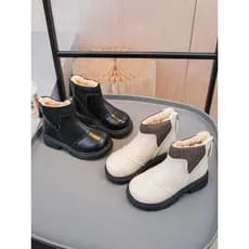 Meninas outono inverno novo estilo meias botas meninos botas de couro de sola macia meninas médio grande crianças velo q