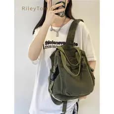 Britânico RileyTommy Hong Kong Estilo Retro Mochila Feminina Estudante Estilo Preguiçoso Lavado Mochila de Lona Macia Bo