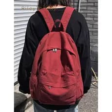 Britânico RileyTommy estilo Retro lavado lona mochila feminina simples All-Match cor sólida mochila masculina saco de vi