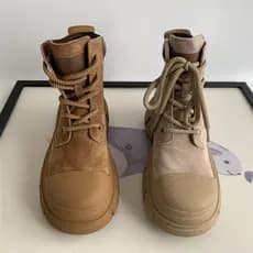 Botas Martin She ~ T salto médio plano dedo do pé redondo pele de porco couro genuíno botas curtas femininas de sola gro