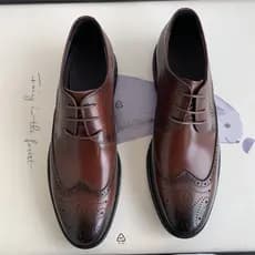 Tubo Net 798 ~ camada superior de couro Brogue sapatos de couro genuíno rendas estilo britânico dedo do pé redondo Casua