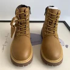 Martin botas 100 ~ T salto baixo plana dedo do pé redondo sola de borracha couro genuíno zíper lateral botas curtas femi