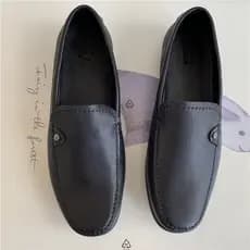 Primeira camada de couro All-Match cauda bens couro genuíno dedo do pé redondo mocassins sola leve sapatos masculinos pa