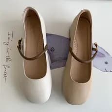 Super macio sola céu ~ meu dedo do pé quadrado couro genuíno mocassins de salto baixo sapatos Mary Jane bombas de salto